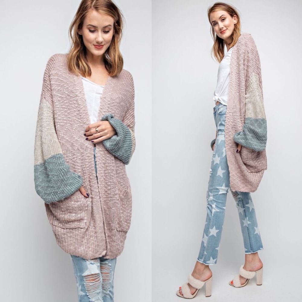JAXTON Knit Cardigan - MAUVE - Picture 2 of 3